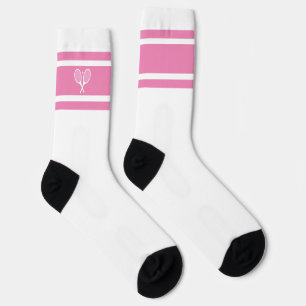 Calcetines Elegante raqueta de tenis de raya blanca rosada at