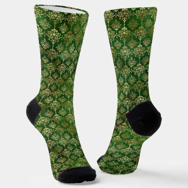 Calcetines Elegante Relieve metalizado dorado y patrón de dam (Angular)