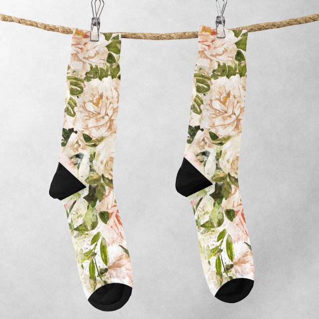 Calcetines Elegante Rosa Romance Floral MAMÁ femenina (Subido por el creador)