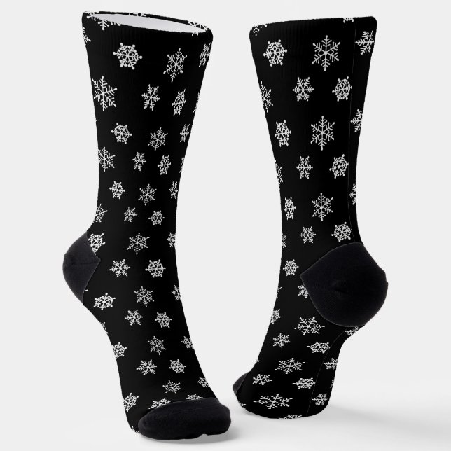 Calcetines Elegantes copos de nieve en zócalos negros (Angular)