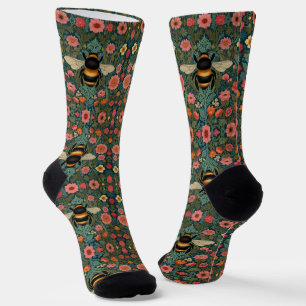 Calcetines Elegantes florales boho retro de abeja primavera