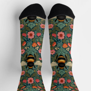Calcetines Elegantes florales boho retro de abeja primavera