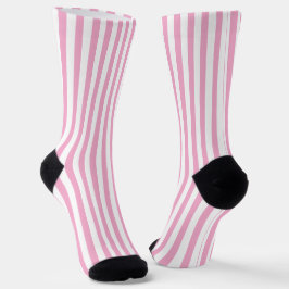 Calcetines Elegantes medias decorativas de rayas rosadas y bl