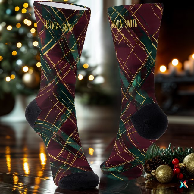 Calcetines Elegantes Navidades Borgoña y Verde se convierten  (Subido por el creador)