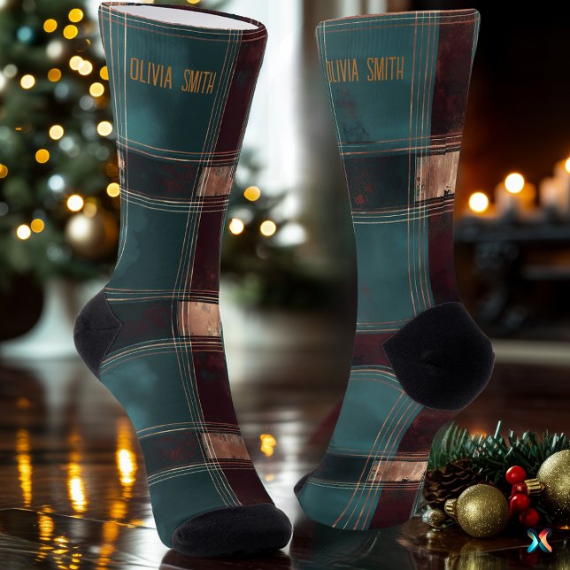 Calcetines Elegantes Navidades Verde azulados y de Borgoña ju (Subido por el creador)
