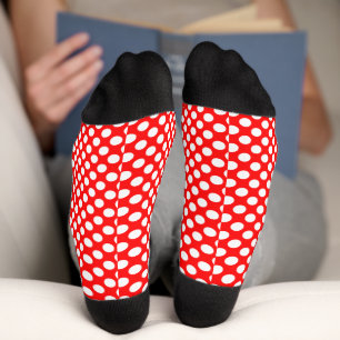 Calcetines elegantes puntos rojos de polka blanco minimalista