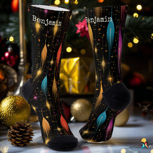 Calcetines Elegantes zócalos negros con un diseño festivo est
