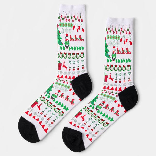 Calcetines Elementos de Navidad de Suéter Feo (Izquierda)