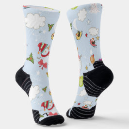Calcetines Elementos de Navidad Patrón de Muñeco de Nieve