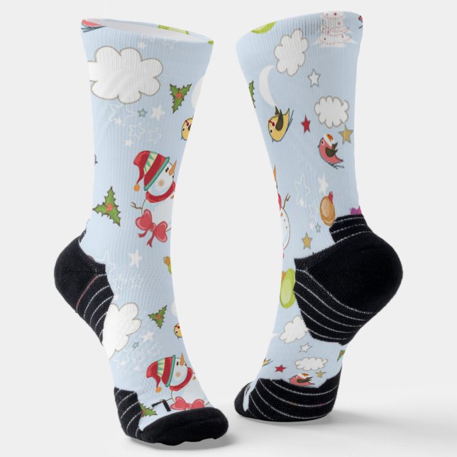 Calcetines Elementos de Navidad Patrón de Muñeco de Nieve (Angular)