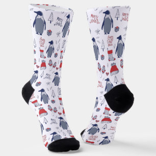 Calcetines Elementos de vacaciones de Navidad Pingüinos Sombr