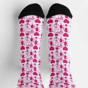 Calcetines elementos patrones día de San Valentín