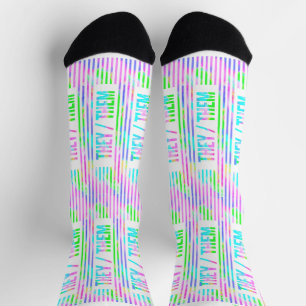 Calcetines Ellos Pronouns Pastel Stripes