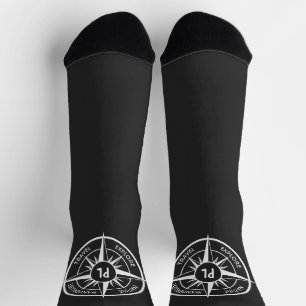 Calcetines Emblema de la estrella de la brújula monograma bla