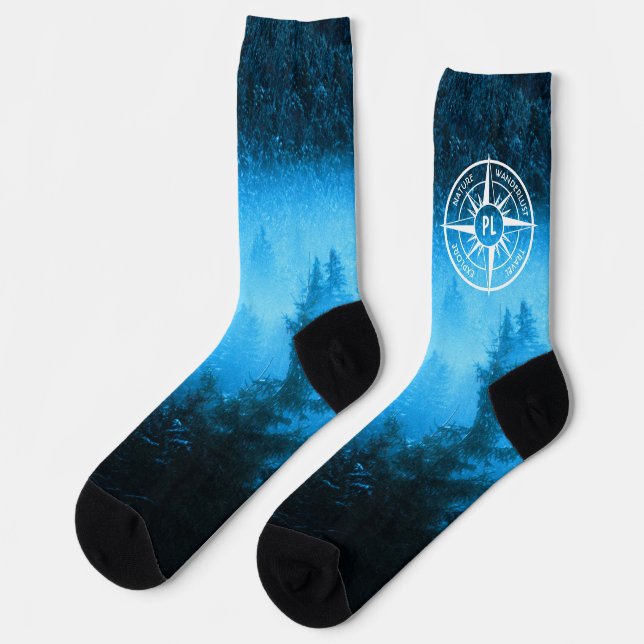 Calcetines Emblema de la estrella de la brújula monograma nie (Izquierda)