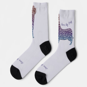Calcetines Embossed Indigo Gradient Paw Print Dog Outline