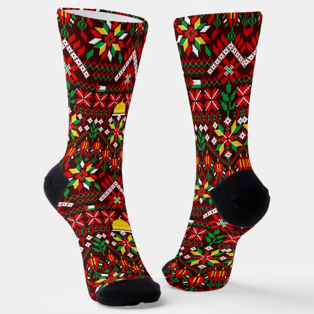 Calcetines Embrodería tradicional de Palestina Tatreez (Angular)