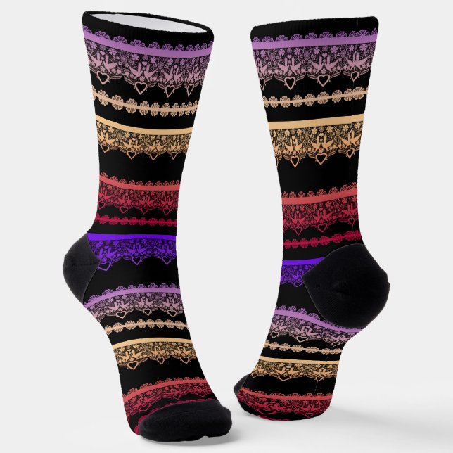 Calcetines encaje multicolor sobre negro (Angular)