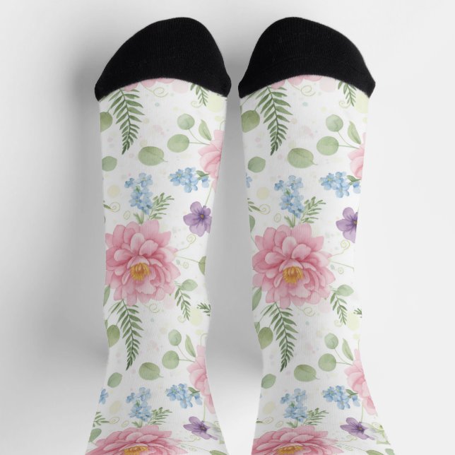Calcetines Enchanted Watercolor Garden Bouquet (Arriba)