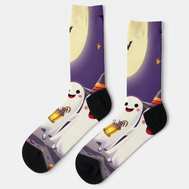 Calcetines Enchanting Ghost Socks – Irresistibly Spooky Fun (Izquierda)