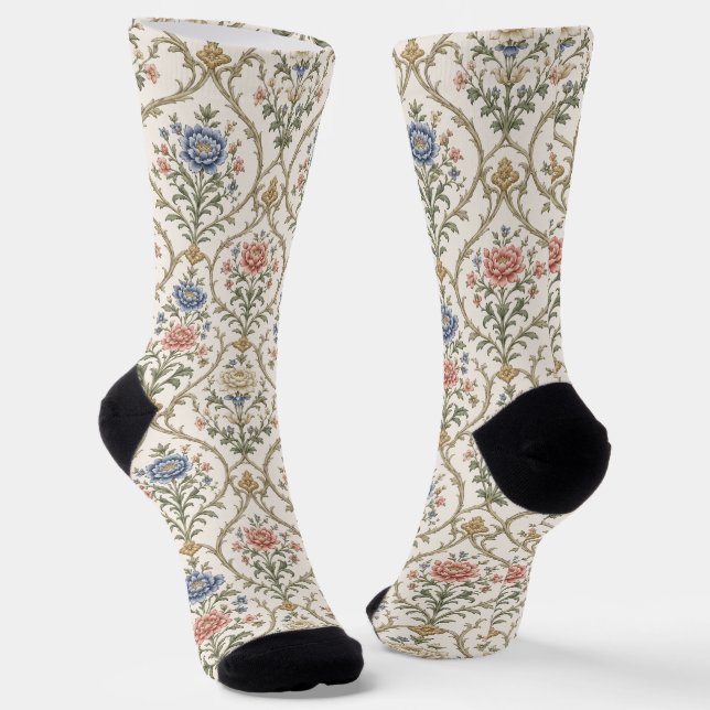 Calcetines Enrejado Floral Sofisticado Estructurado (Angular)