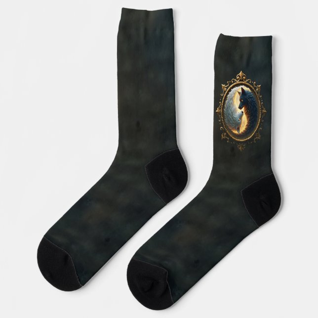 Calcetines Equilibrio Lunar – Donde las Sombras Abrazan la Lu (Izquierda)
