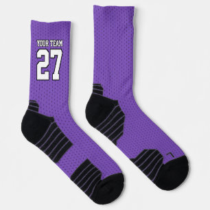 Calcetines Equipo deportivo número de baloncesto morado blanc