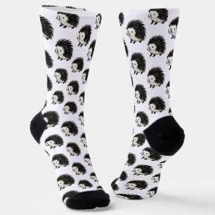 Calcetines Erizo minimalista – diseño de animal con tinta neg