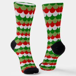 Calcetines Escamas de Sirena de Navidad Brillan Patrón de Vac