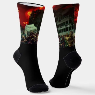 Calcetines Escena apocalíptica de Halloween de SlipperyJoe's