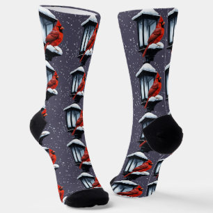 Calcetines Escena De Invierno Con Navidades Cardinales De Vac