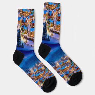 Calcetines Escena De Invierno Feliz Fútbol De Navidad