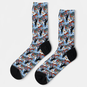 Calcetines Escena de nieve festiva para Navidades de gato neg