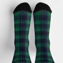Calcetines Escocia verde y azul Tartán Plaid