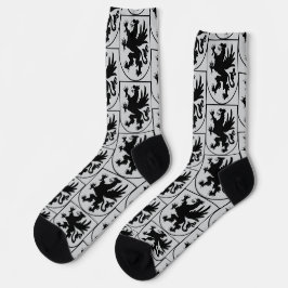 Calcetines Escudo de Armas de Pomerania Negro y Blanco Heráld