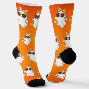 Calcetines Especie de calabaza fantasma de Halloween personal
