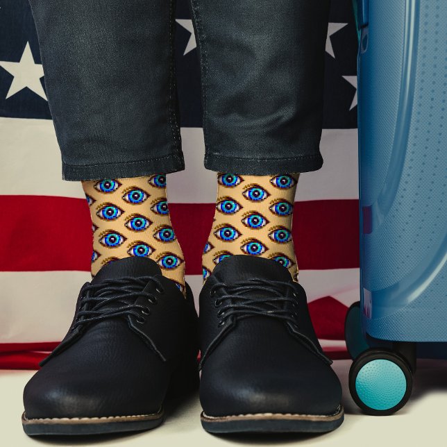 Calcetines Espeluznante Blue Eye Pixel Art Guay Modern Funny  (Subido por el creador)