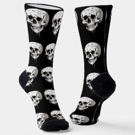 Calcetines Espeluznante cráneo derretido de Halloween con ima