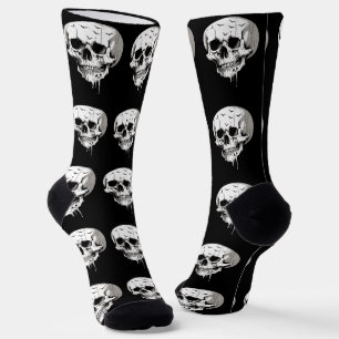 Calcetines Espeluznante cráneo derretido de Halloween con ima
