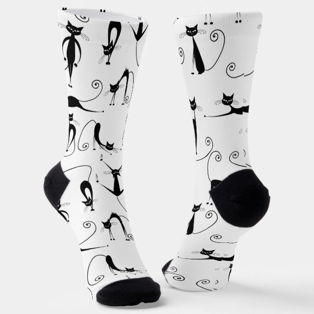 Calcetines Espinoso patrón de gato negro (Angular)
