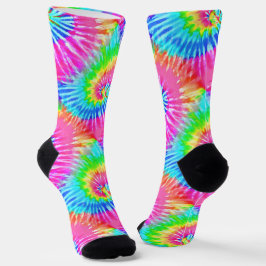 Calcetines Espirales de tinte rosado y azul retro giratorio