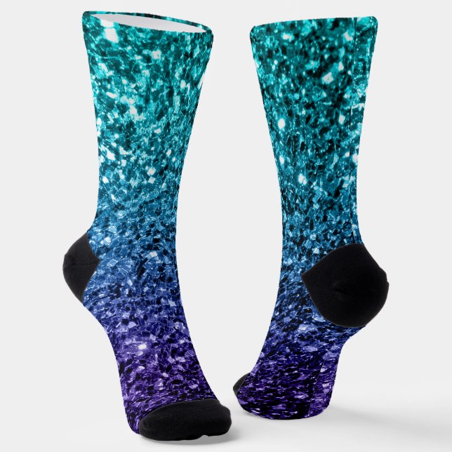 Calcetines Espuma de purpurina azul Ombre azul Aqua (Angular)