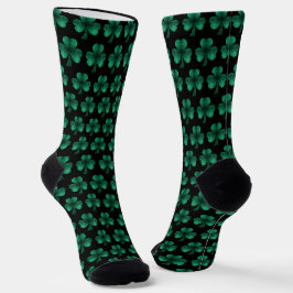 Calcetines Espuma verde esmeralda Patrón de Shamrock negro