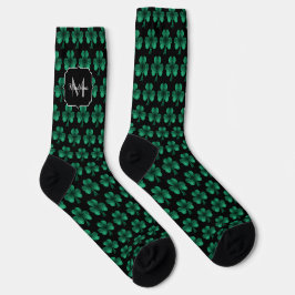 Calcetines Espuma verde esmeralda Shamrock negro Monograma