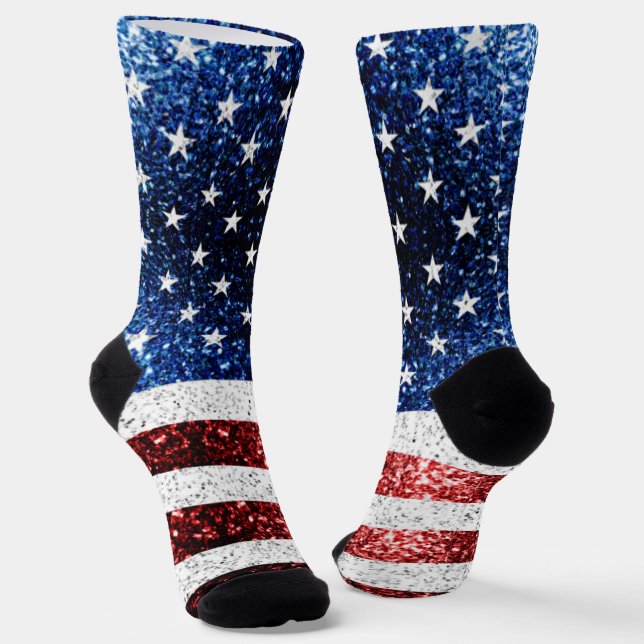 Calcetines Estados Unidos bandera azul rojo brillante purpuri (Angular)