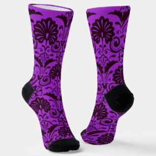 Calcetines estampado de abanicos y volutas morados