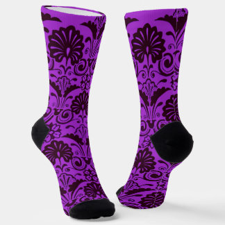 Calcetines estampado de abanicos y volutas morados