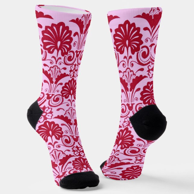 Calcetines estampado de abanicos y volutas rosas (Angular)