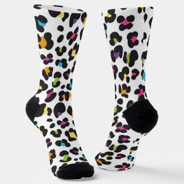 Calcetines Estampado de animal de leopardo guepardo arcoíris  (Angular)