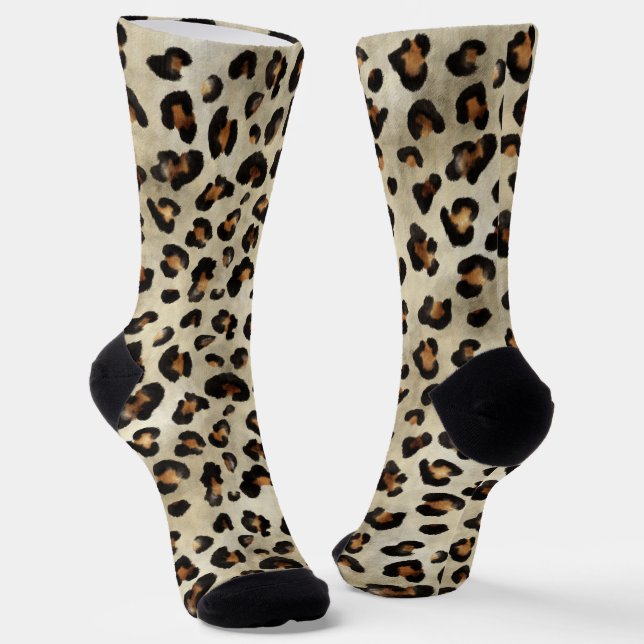 Calcetines Estampado de Animal Leopardo Guepardo Beige Marrón (Angular)